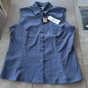 Polo Jeans Ralph Lauren Women’s Size XL Navy Blue Sleeveless Button Up Shirt Top